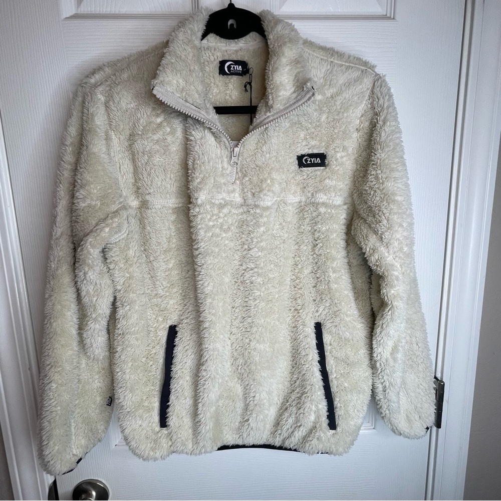 NWT Zyia Crea Teddy 1/4 Zip Pocket Jacket